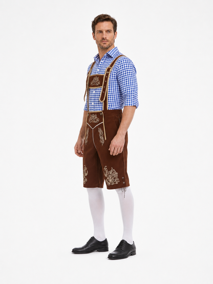 Bibbed suspender shorts with embroidery side view