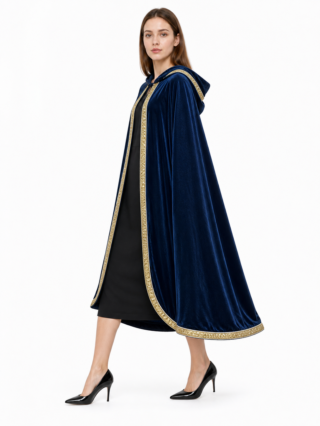 Dark Blue Hooded Carnival Cloak