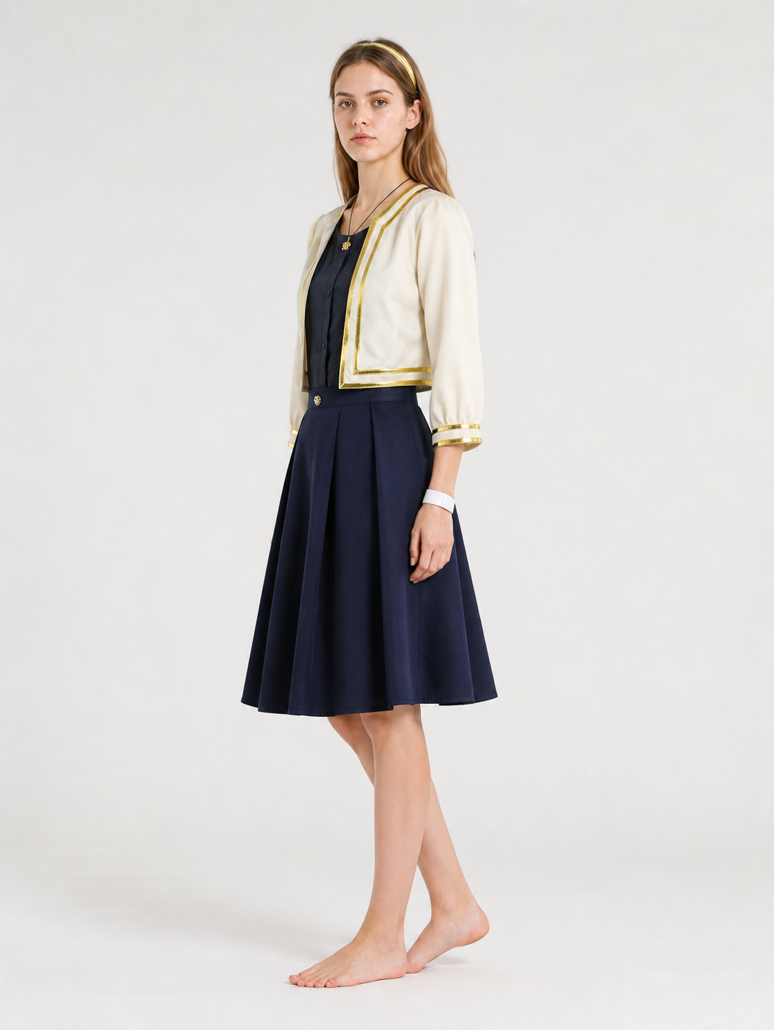 Character cosplay costume with jacket and skirt side view
