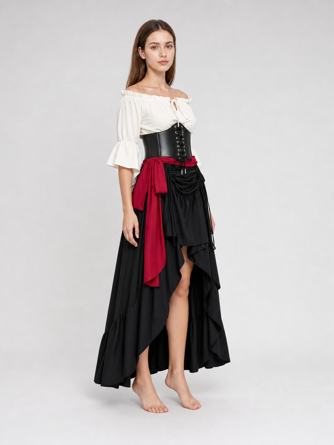 Pirate Costume with Corset and Layered Skirt