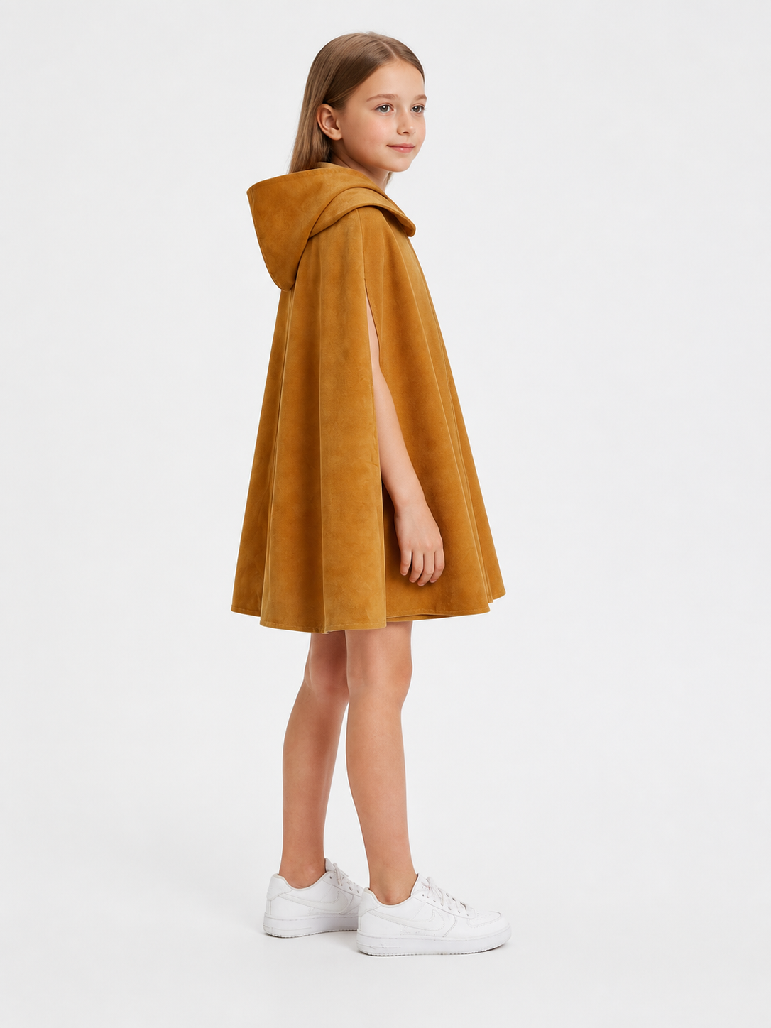 Holly Kids' Hooded Halloween Cloak, Beige side view