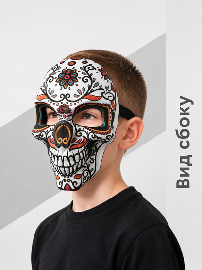 Halloween Skull Mask with Flowers for Cosplay side view