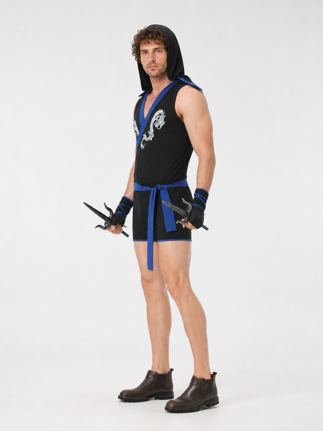 Hooded Ninja Carnival Jumpsuit side view
