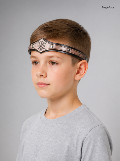 Wide Black Carnival Headband with Metal Decoration side view
