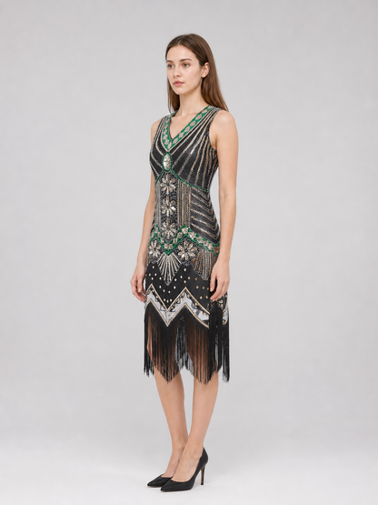 Vintage Retro-Style Fringe and Sequin Dress