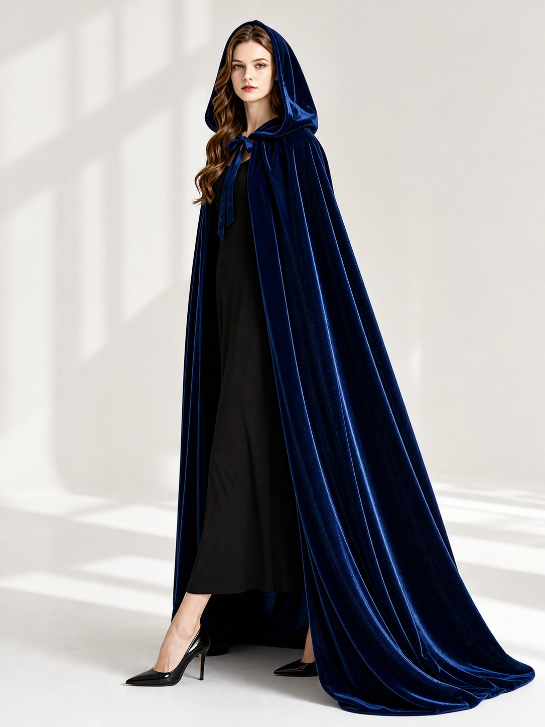 Blue Hooded Carnival Cloak, 110 cm
