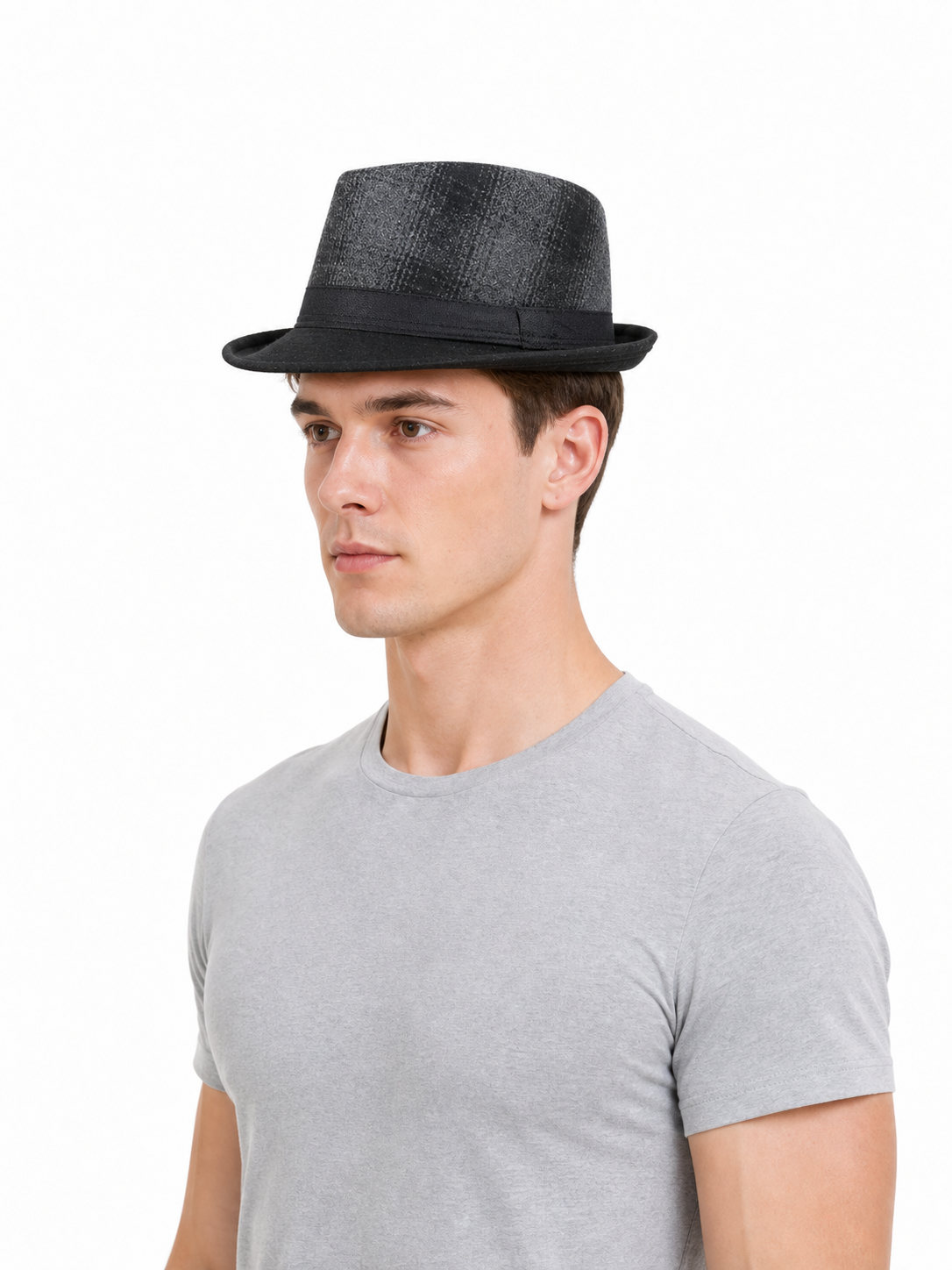 Men's Gray Plaid Carnival Fedora Hat