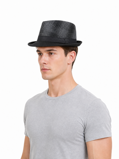 Men's Gray Plaid Carnival Fedora Hat