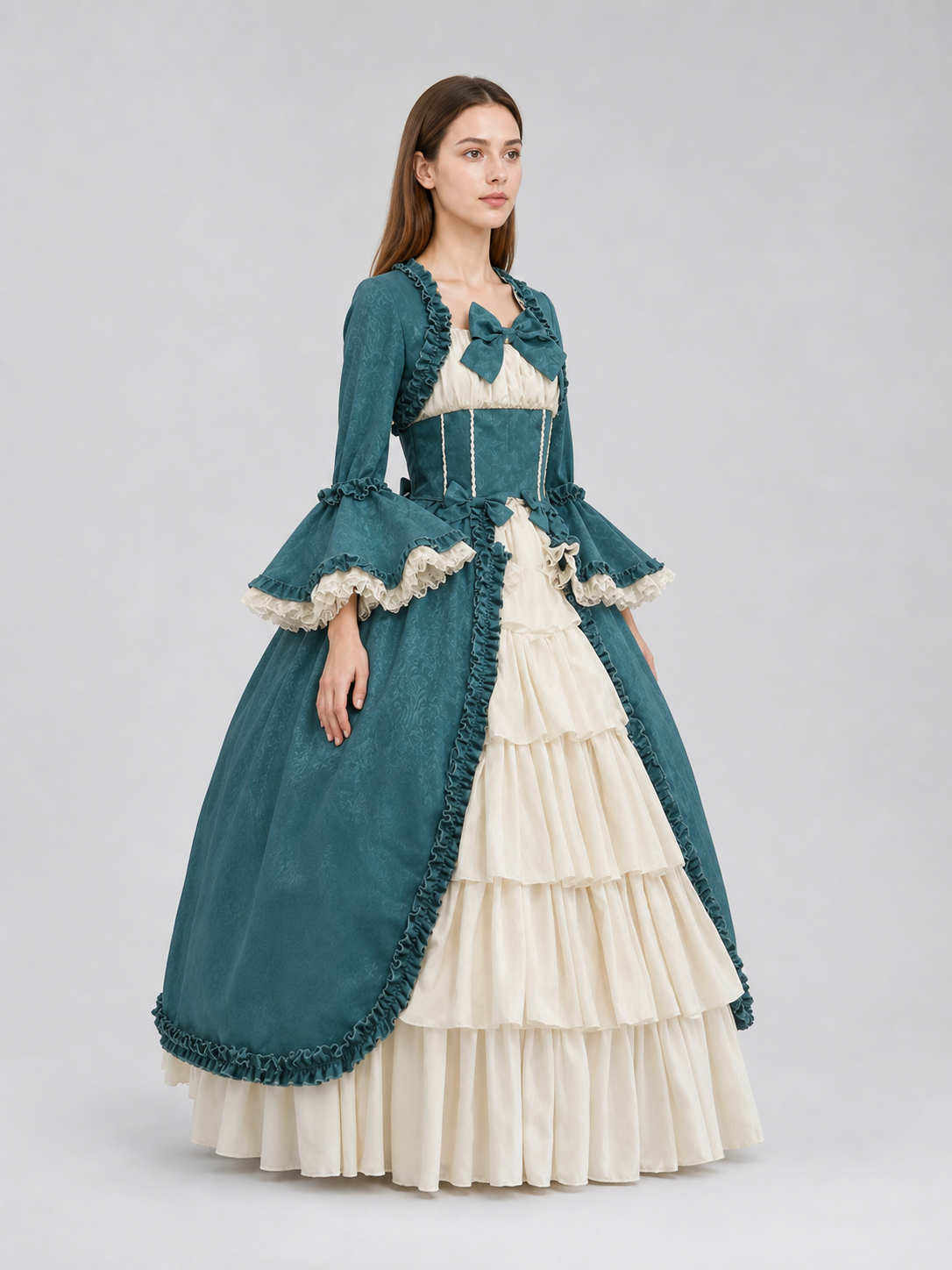 Victorian-Style Ball Gown with Ruffles