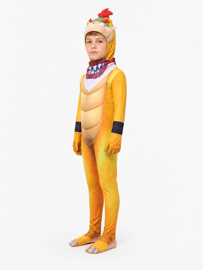 Bowser Cosplay Jumpsuit with Headwear and Tie side view