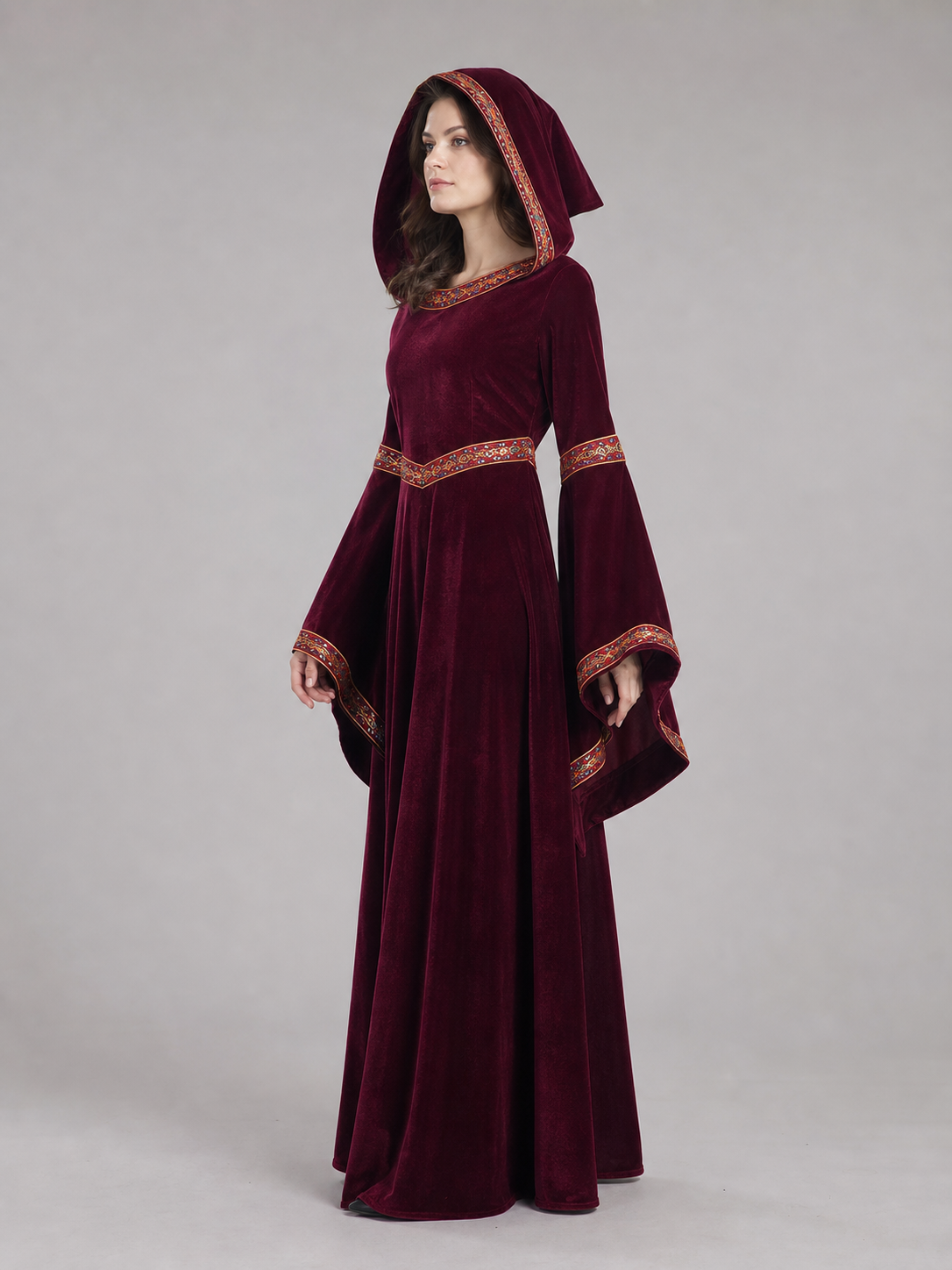 Burgundy Hooded Costume Robe