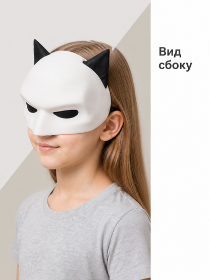 White Cat Carnival Mask for Halloween and Cosplay side view