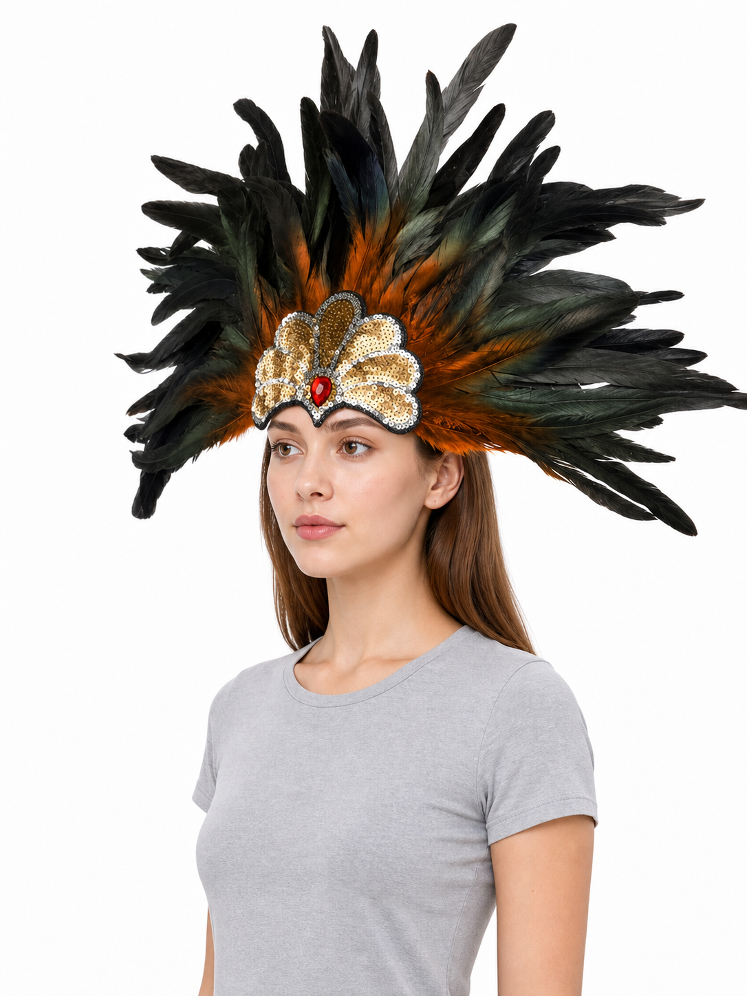 Carnival Feather and Bead Headpiece