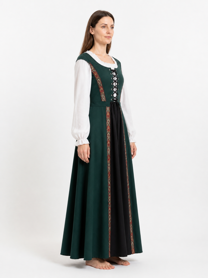 Gothic Lace-Up Dress with a Full Skirt for Cosplay side view