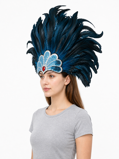 Carnival Feather and Bead Headpiece