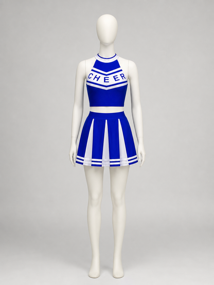 Cheerleading-Style Performance Costume, Blue and White