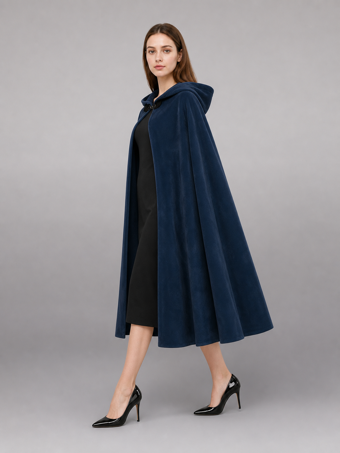 Dark Blue Hooded Costume Cloak