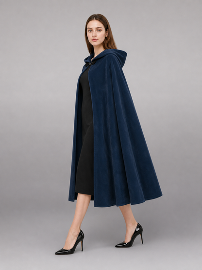 Dark Blue Hooded Costume Cloak