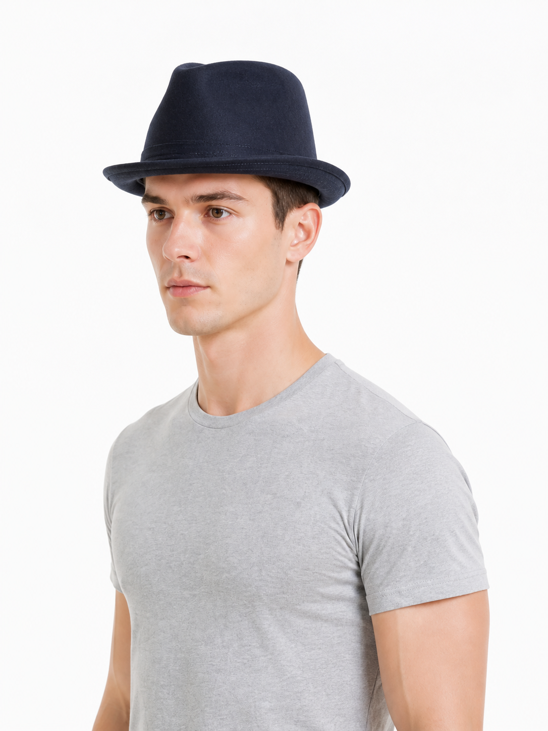 Dark Blue Wool Felt Carnival Bucket Hat
