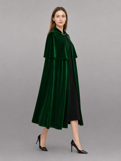 Green Carnival Cloak with Silver-Tone Clasp