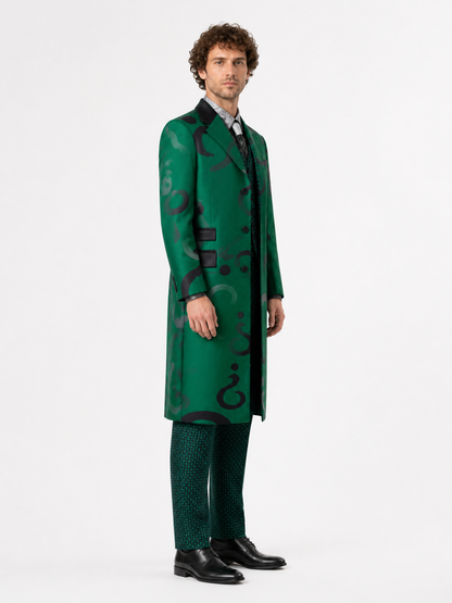 Green Riddler Costume with Cape for Cosplay side view