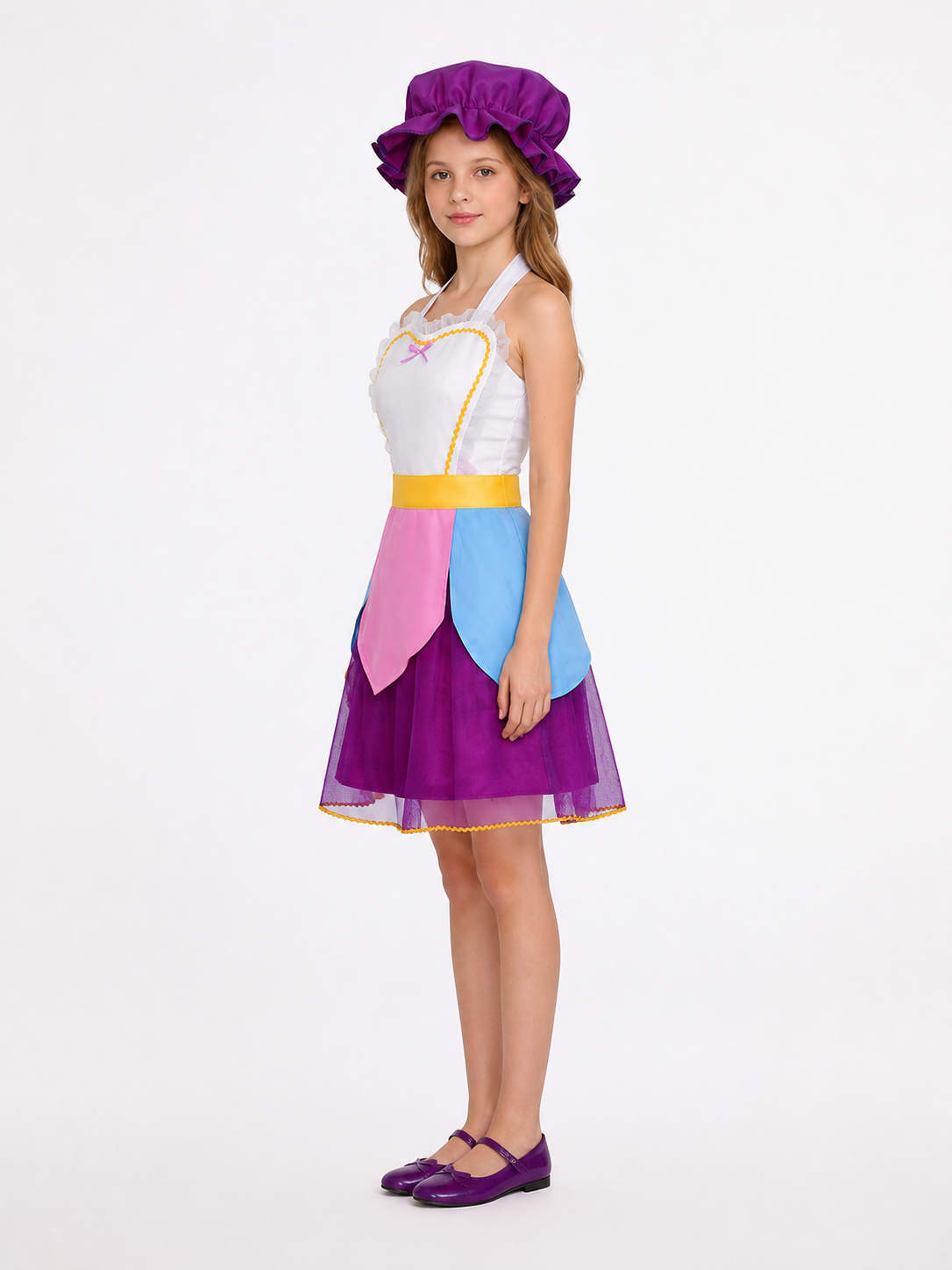 Cosplay Dress with Apron and Hat side view