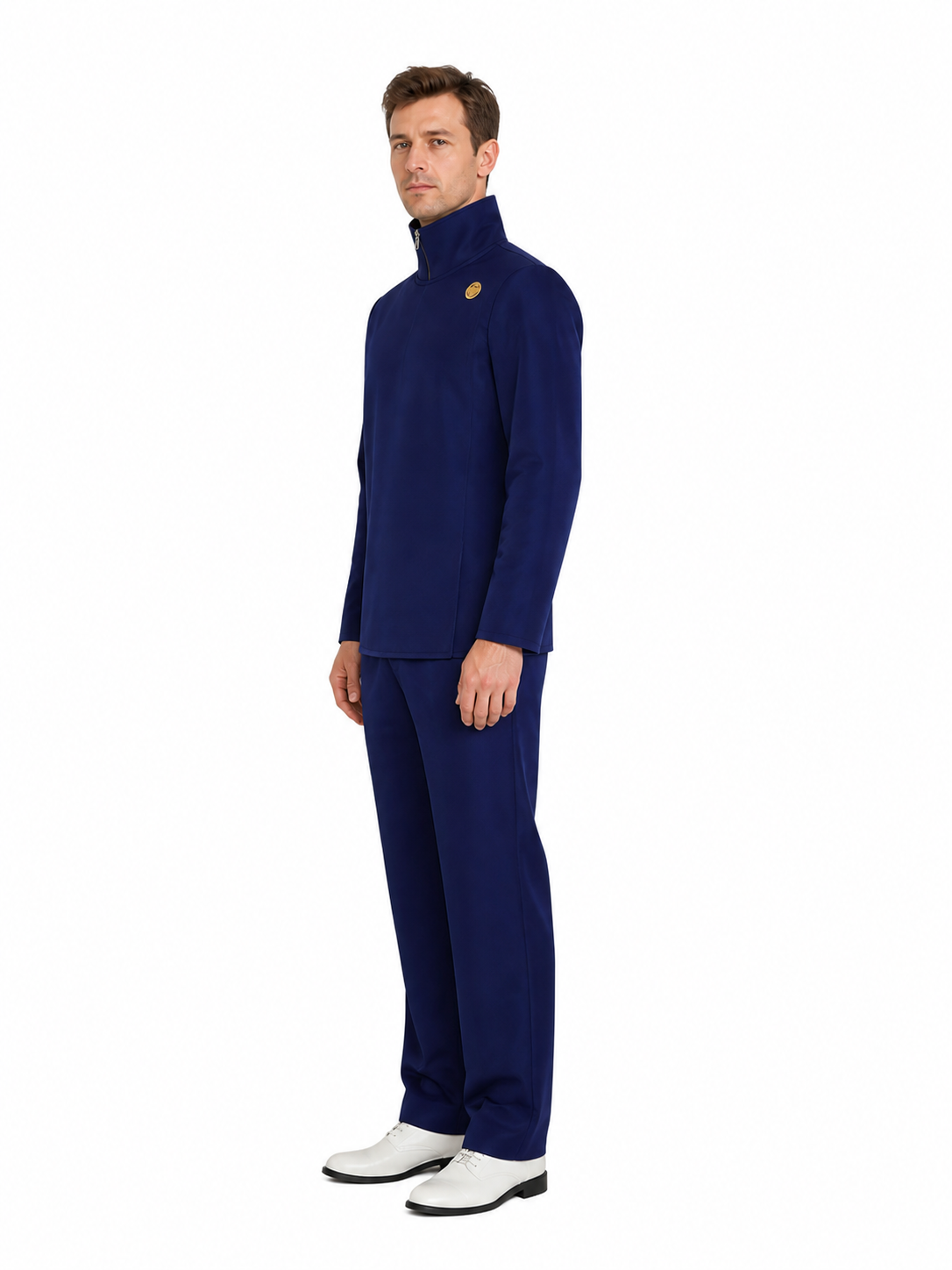 Blue Gojo Satoru High School Uniform, Top and Pants side view