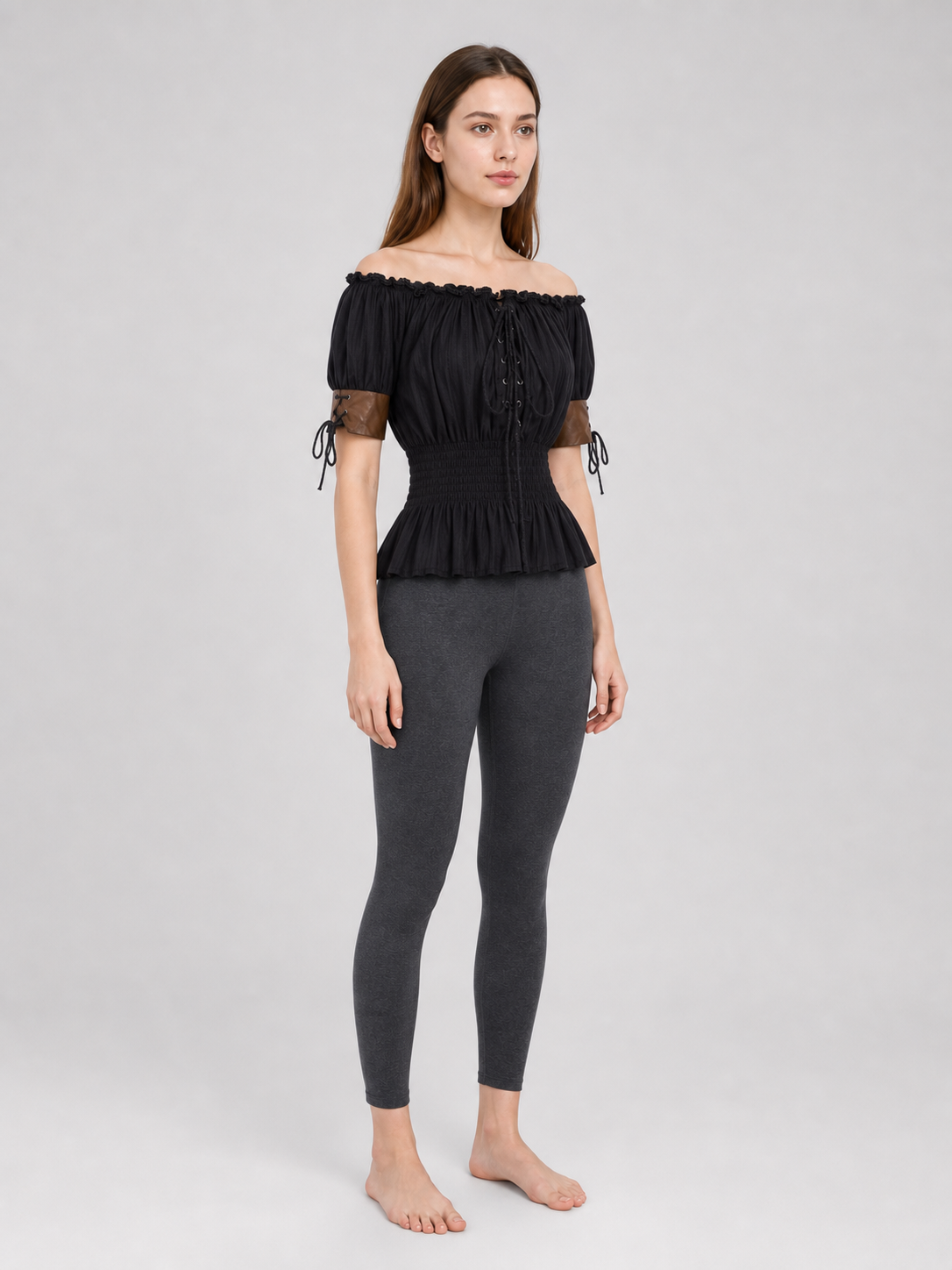 Gothic Off-the-Shoulder Lace-Up Top