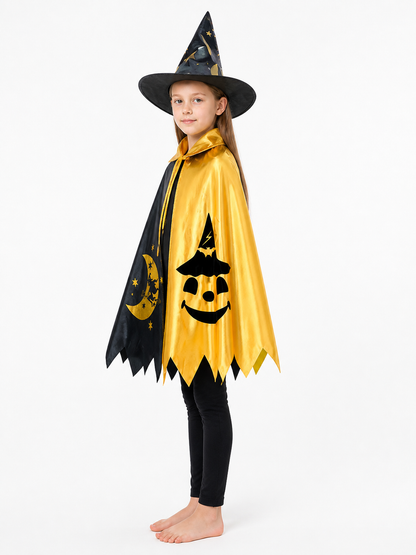 Carnival Costume with Cape and Pointed Hat side view