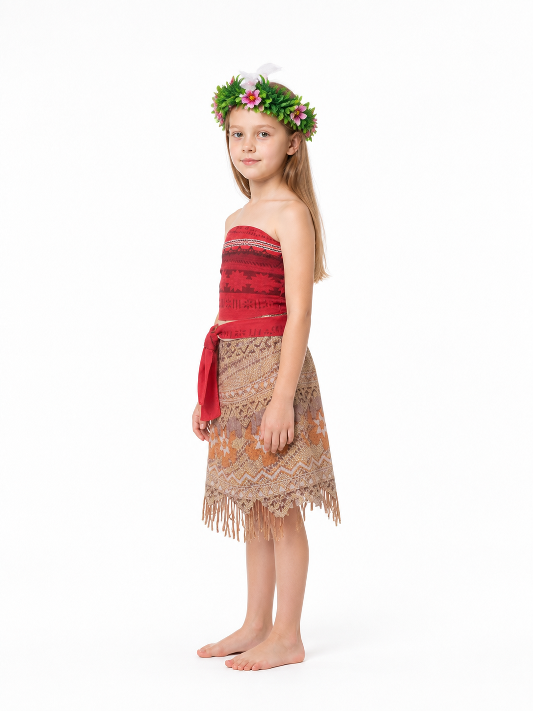 Children’s Carnival Costume with Wreath and Skirt side view