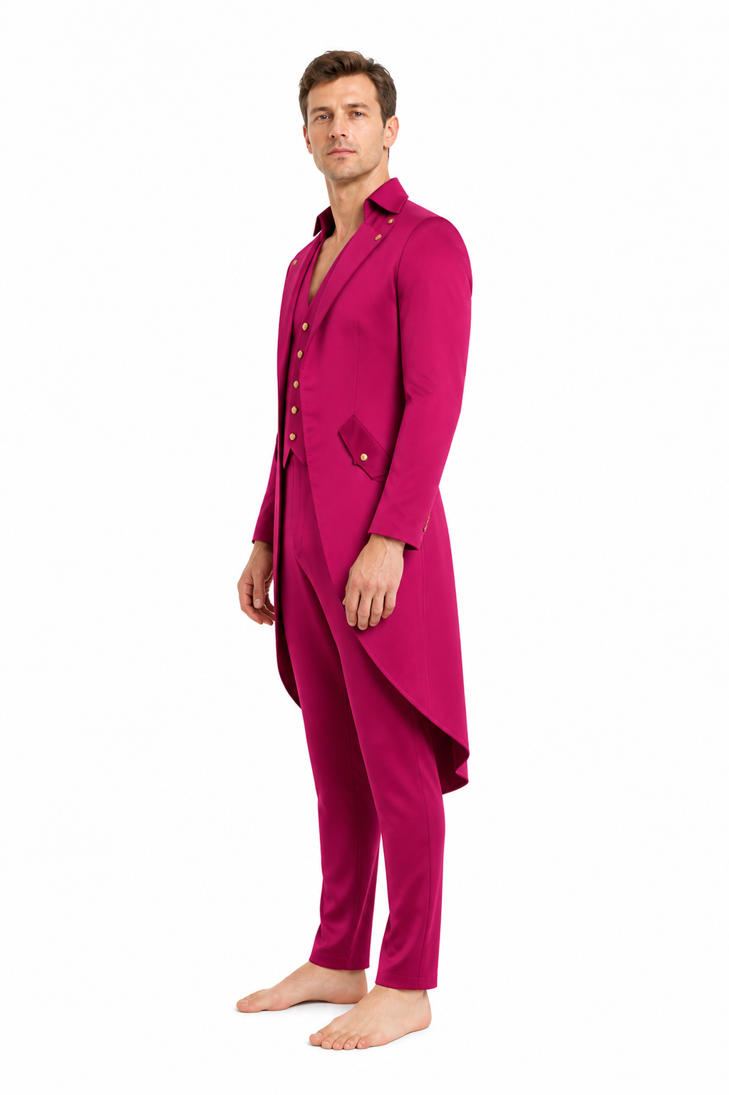 Men’s Retro-Punk Tailcoat with Gold Buttons side view