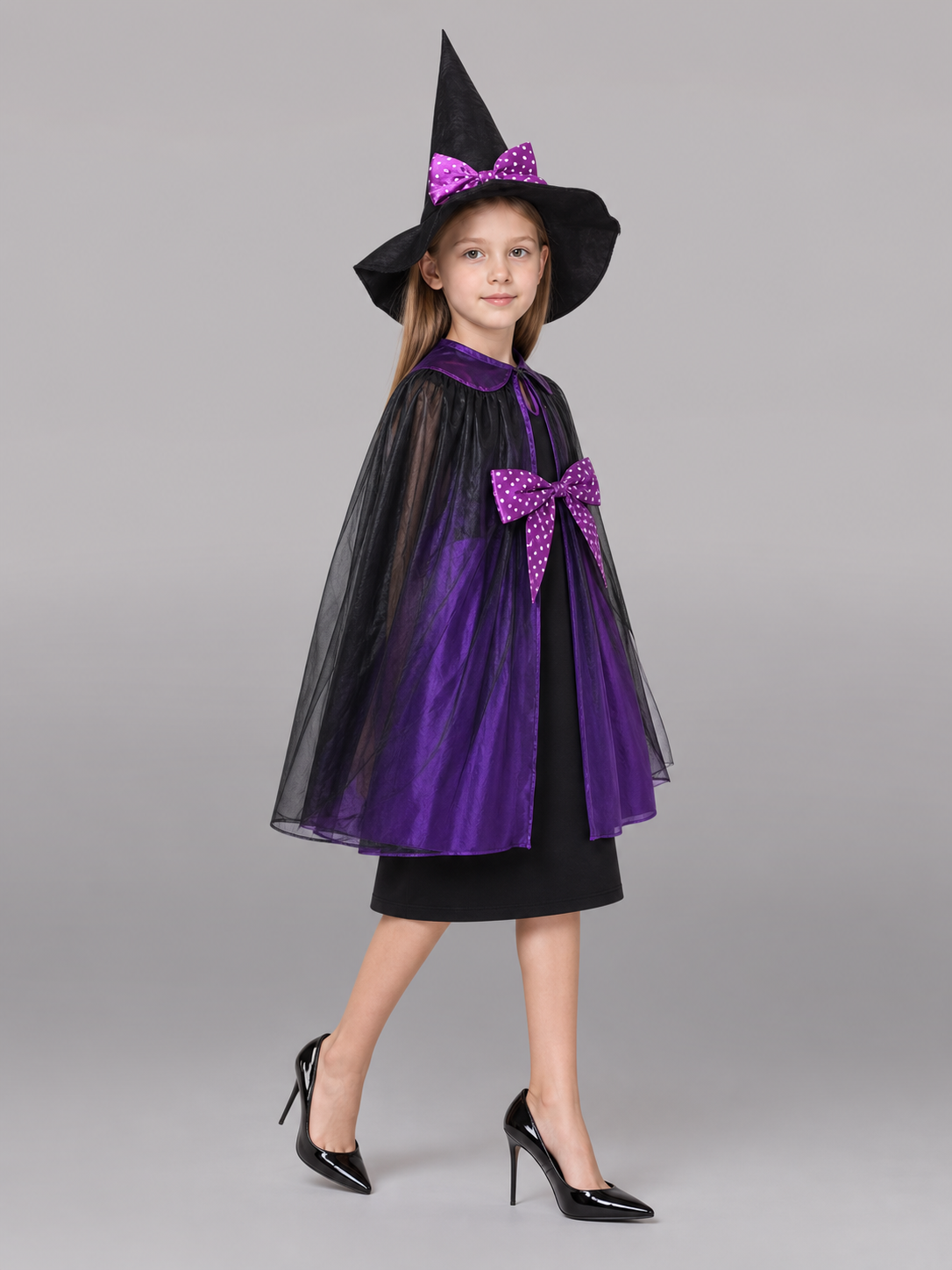 Purple Carnival Cloak with Witch Hat