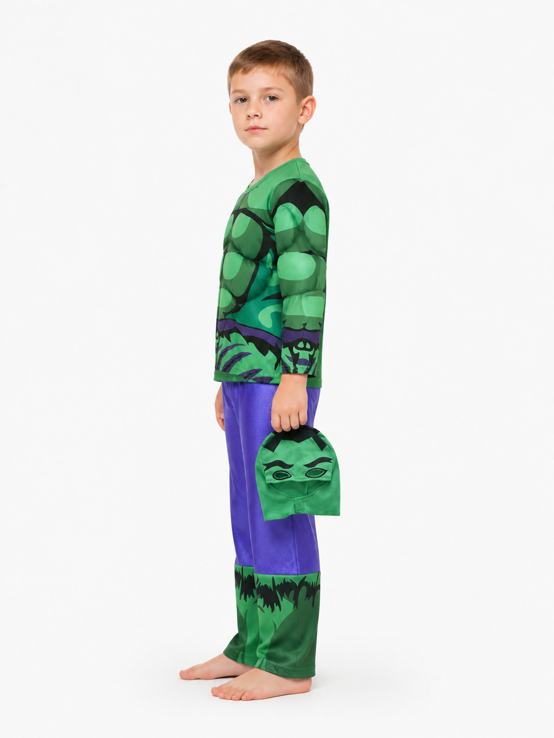 Hulk Costume for Kids with Muscles and Mask side view