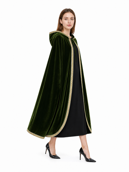 Dark Green Hooded Carnival Cloak