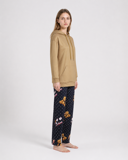 2-Piece Bear-Print Hooded Pajama Set side view