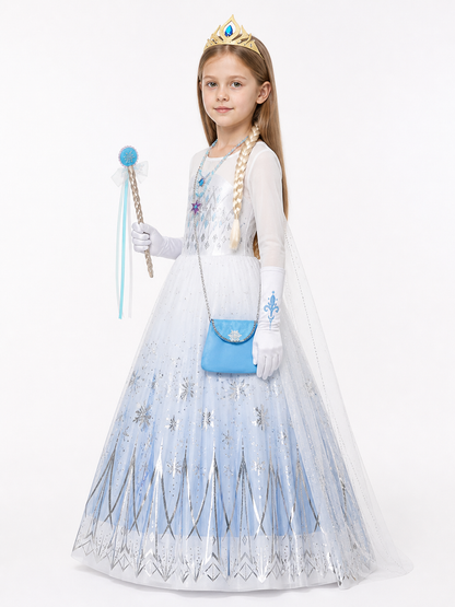 Snow Queen Costume with Dress and Crown side view