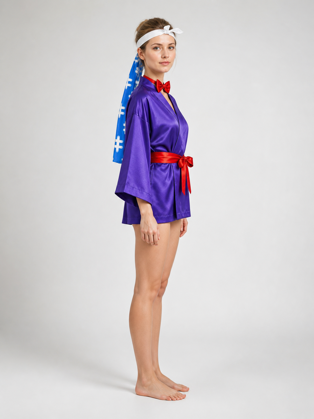 Purple Kimono Cosplay Costume with Bow side view