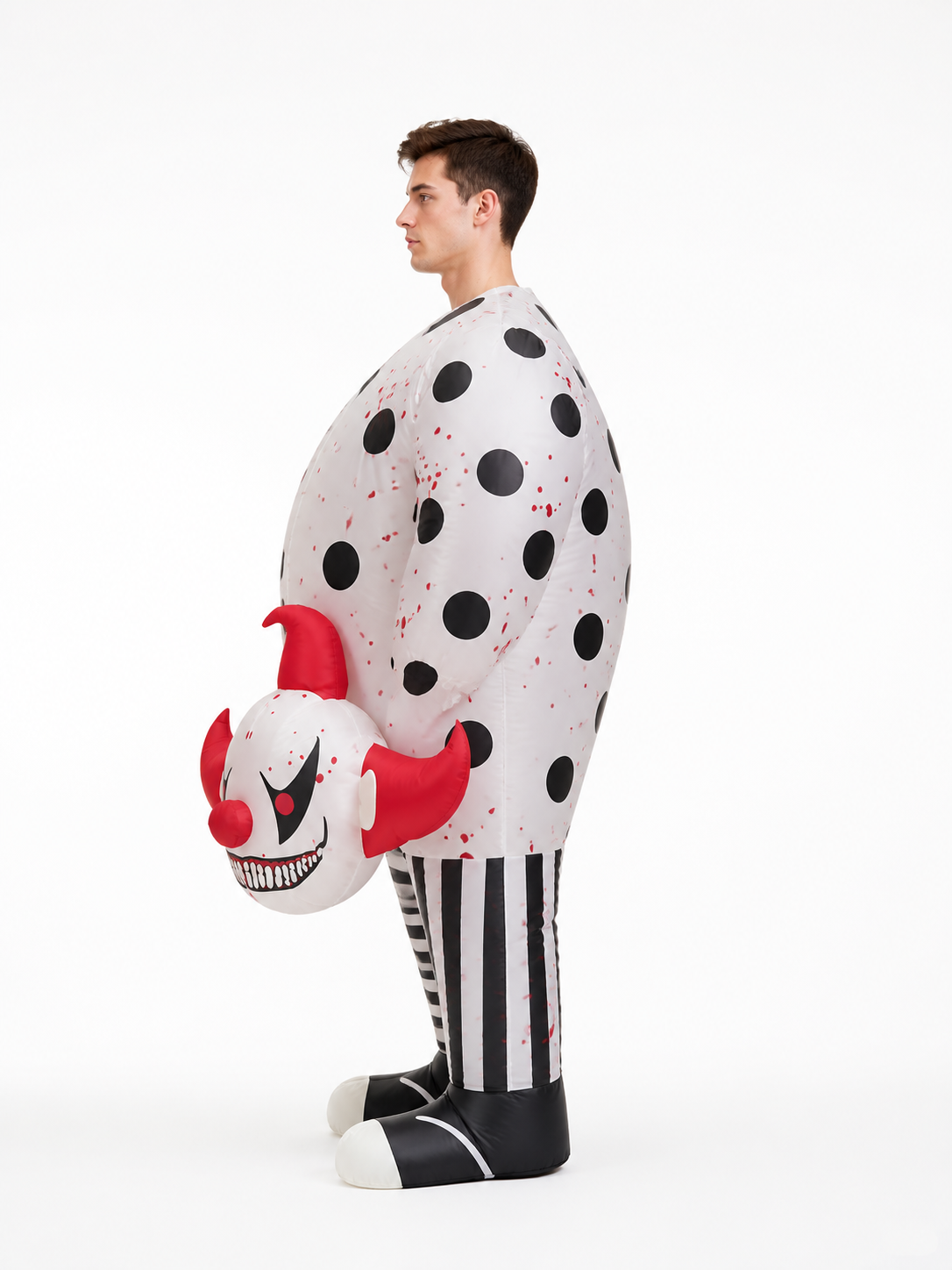 Inflatable Bloody Clown Costume with Upside-Down Legs side view