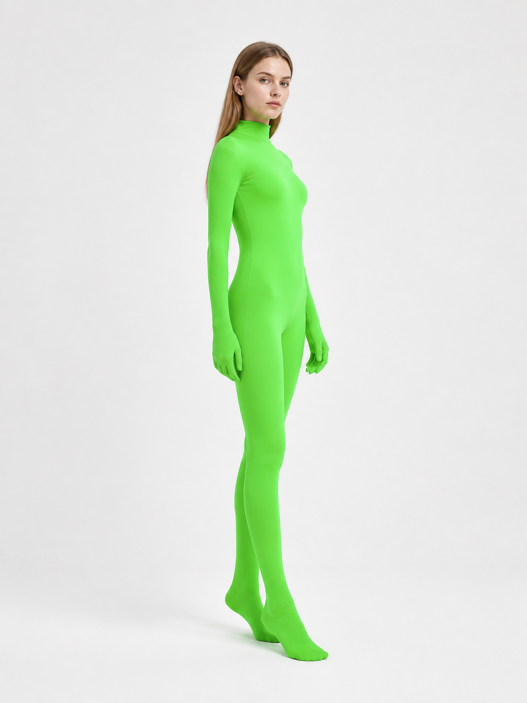 Jumpsuit with Covered Hands and Feet, Green side view