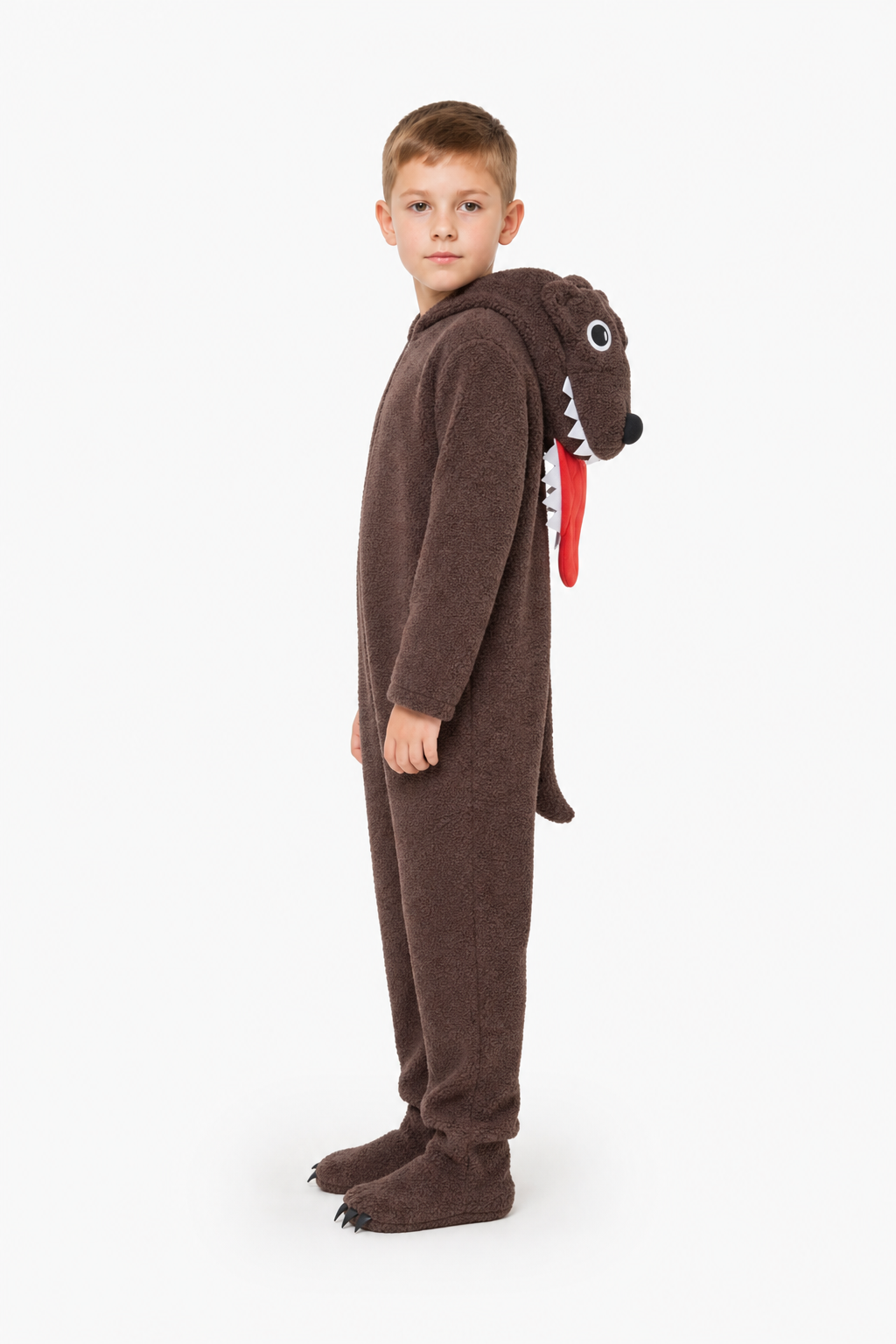 Kids' Wolf Costume with Hood and Claws side view