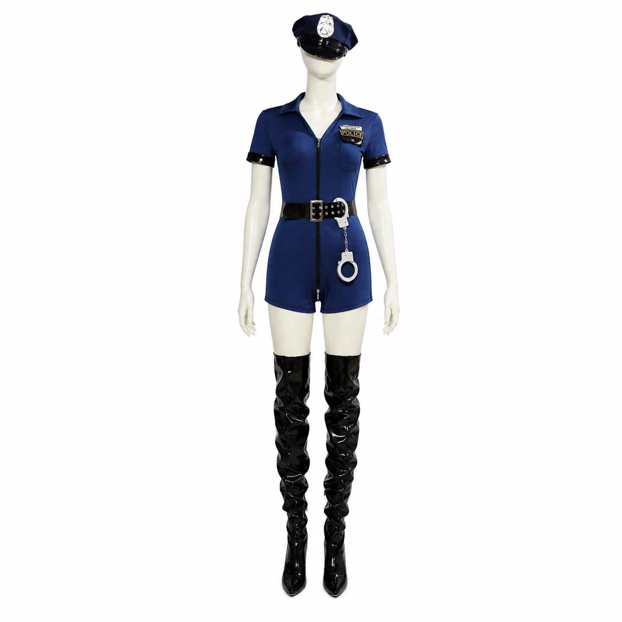 Police Jumpsuit with Cap and Handcuffs side view