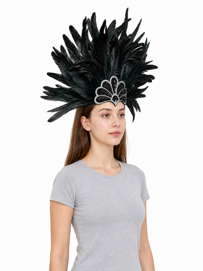 Black Feather and Sequin Headpiece