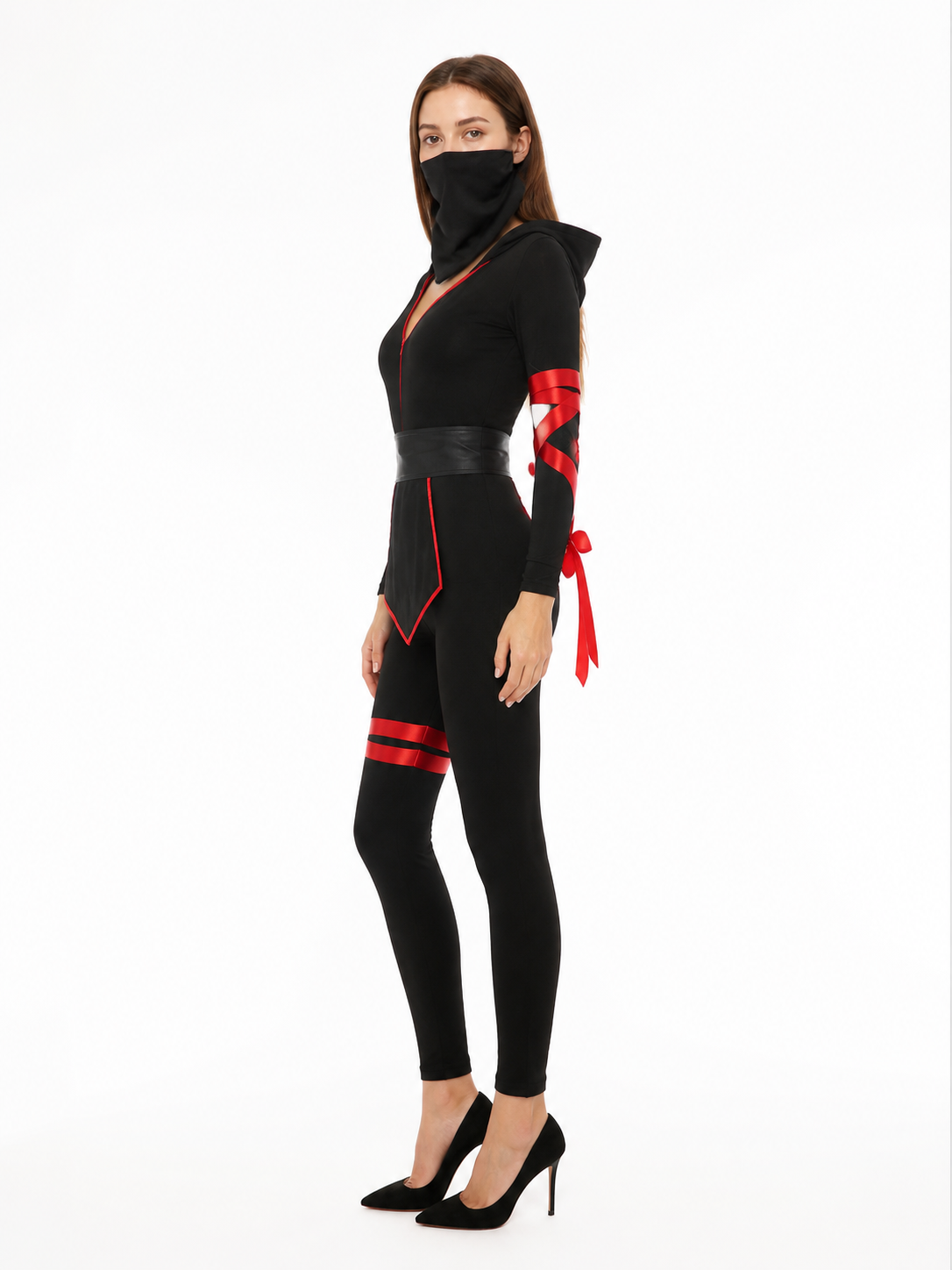 Hooded Ninja Jumpsuit with Face Covering side view