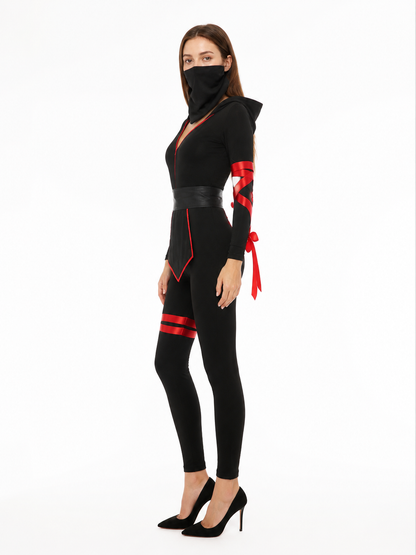 Hooded Ninja Jumpsuit with Face Covering side view