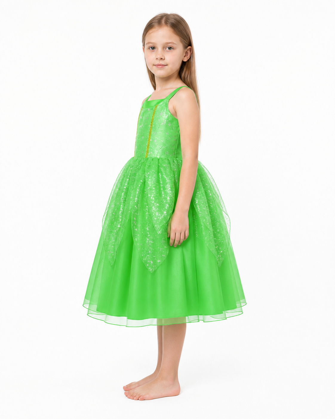Green Girls' Full-Skirt Dress with Sequins side view