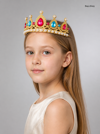 Carnival Crown with Pink, Blue, and White Beads