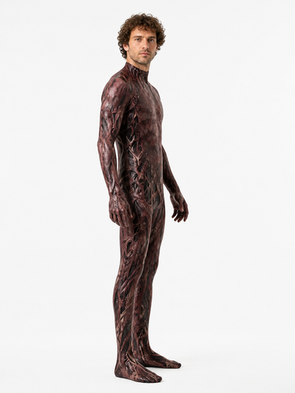 Monster cosplay jumpsuit with mask and claws side view