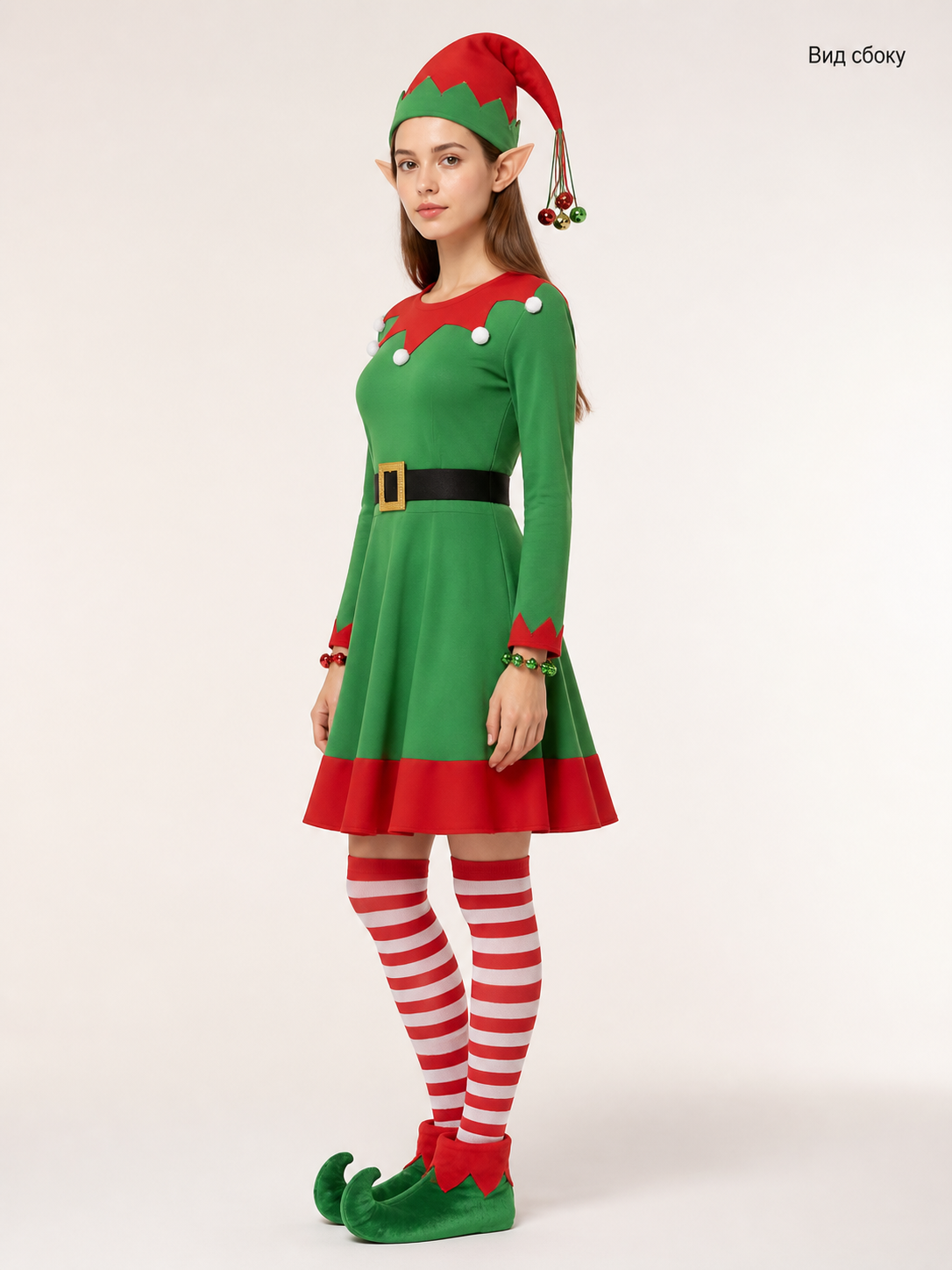 Green Christmas Elf Cosplay Set side view