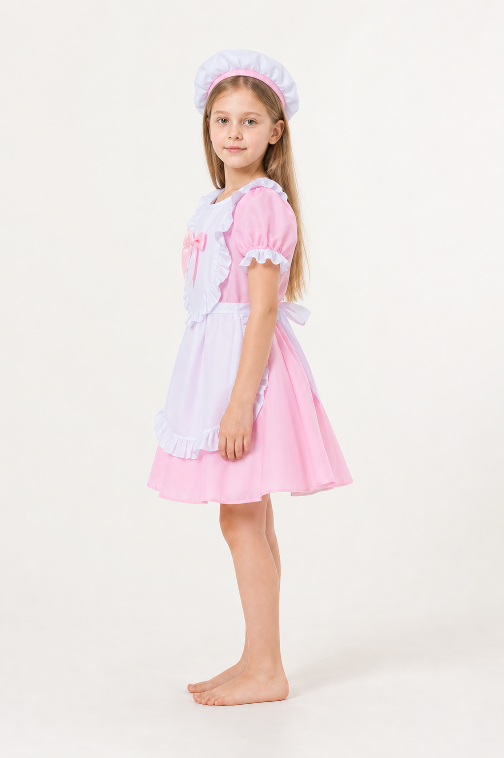 Lolita-Style Girls’ Dress with Apron and Full Skirt