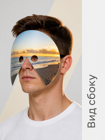 White Mirrored Halloween Mask for Cosplay and Parties side view